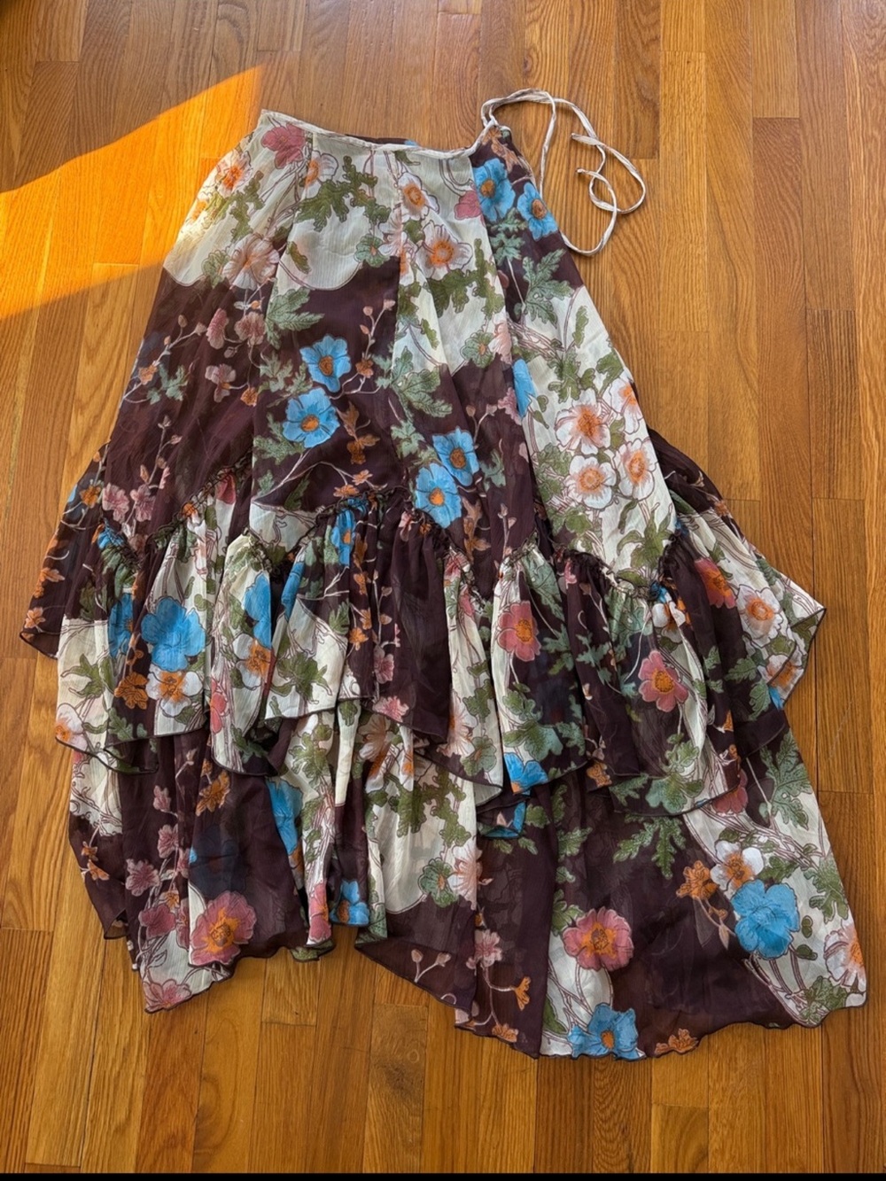 Free People Natural Palermo Chiffon Asymmetric Maxi Skirt - Picture 5 of 9